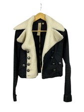 BURBERRY BRIT Nero Moto Giacca con colletto staccabile SHEARLING 