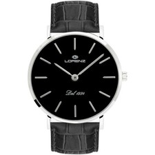 OROLOGIO UOMO LORENZ STILE VINTAGE VETRO ZAFFIRO,CASSA SLIM 38mm CINTURINO PELLE