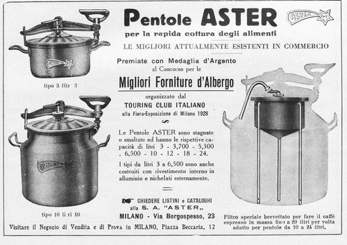 Pubblicita 1928 pentole aster - pentole,
