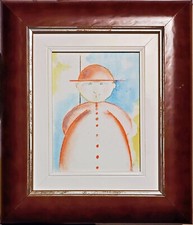 IL PRELATO - dipinto tecnica mista 20x15 cm di Nicola VIETTI quadro in cornice