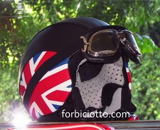 Casco vintage in pelle Helmet Scrambler Bandiera Inglese Union Jack Triumph