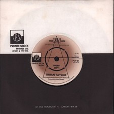Brian Taylor Questo È L'Ultima Volta 7" Vinile UK Private Stock 1977 Promo Con