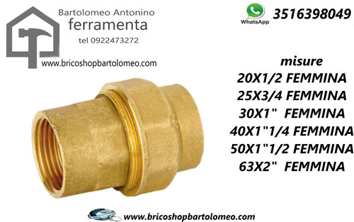 Raccordo ottone femmina per - ottone,
