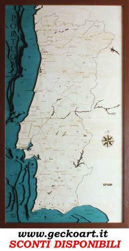Portogallo mappa cartina - portogallo, 3d