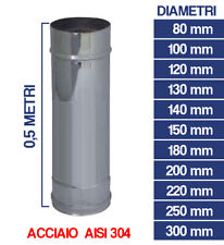 TUBO STUFA PELLET CAMINO IN ACCIAIO INOX AISI 304 PER CANNA FUMARIA CM 50 24427V