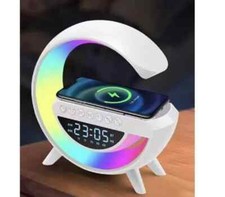 CASSA LAMPADA LED CARICABATTERIA WIRELESS SPEAKER A FORMA G CON SVEGLIA LUCE