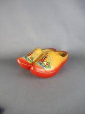 COPPIA ZOCCOLI OLANDESI IN LEGNO CON DIPINTI MULINO A VENTO