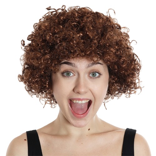 Brown afro wig - brown, dress