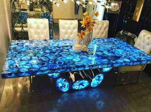 Naturale blu agate - naturale, table