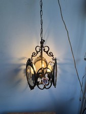 LAMPADARIO A LANTERNA IN BRONZO VINTAGE ANNI '60 FUNZIONANTE