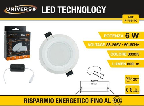 Pannello led rotondo vetro - led,