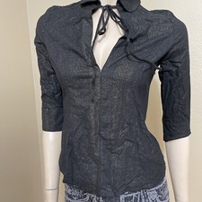 Top blusa donna nero oro