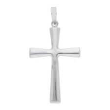 CIONDOLO CROCE IN ORO BIANCO, 18K, SQUADRATA, LUCIDA E LISCIA, 30 MM