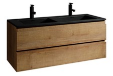 Mobile da bagno Angela 120cm Rovere con Lavello Nero - armadio mobiletto lavabo