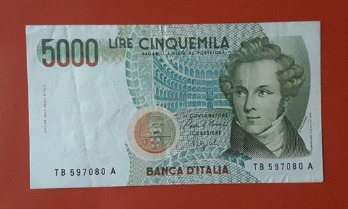 Banconota 5000 lire - da, bellini