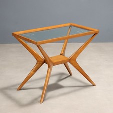 Tavolino da Caffè Vintage Rettangolare Legno Vetro Italia Design Anni 60