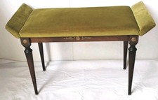 Antica Panca Poggia Piedi In Legno E Tessuto 