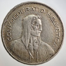 1932-B Swiss 5 Francs Silver