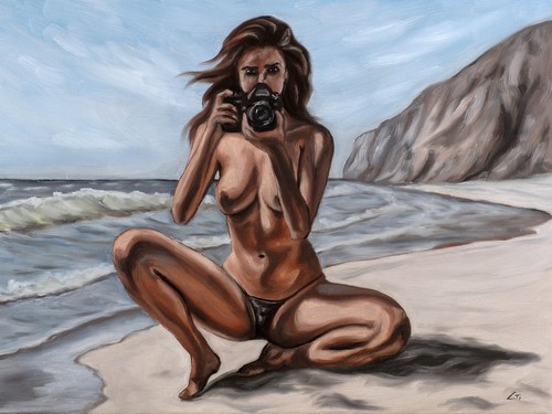 Dipinto olio nudo spiaggia
