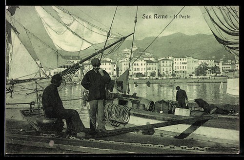 Sanremo porto con marinai - sanremo,,