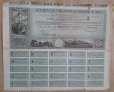 SOCIETÀ ERITREA PER LE MINIERE D'ORO TITOLO PER VENTICINQUE AZIONI AL PORTATORE 