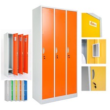 ARMADIETTI SPOGLIATOIO IN METALLO 85X180X42 - 3 ANTE AFFIANCATE FINITURE GRIGIO 