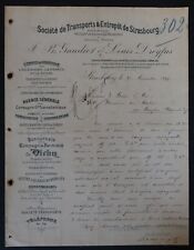 Fattura 1895 Società di trasporti magazzino di Strasburgo intestazione billhe...