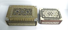 COPPIA SCATOLE PORTAGIOIE IN LEGNO E MADREPERLA