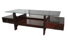 Tavolino in teak vintage  piano in vetro - modernariato - anni 60 70 - salotto