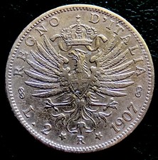 2 Lire 1907 Aquila Araldica