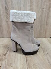 Stivali donna Carlo Pazolini pelliccia taglia UK 3 EU 36 beige scamosciati tacco 4" plateau