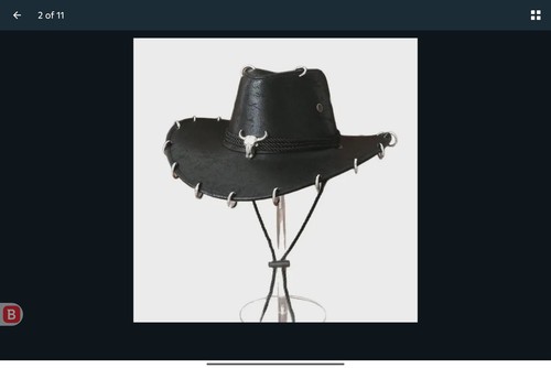 Cappello nero ecopelle cowboy