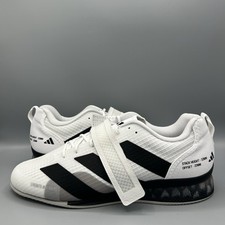 Scarpe da sollevamento pesi Adidas Adipower bianche nere palestra UK 14,5 EU 50,5