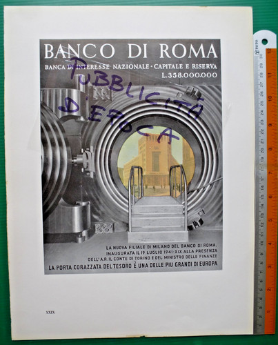Pubblicità 1941 banco - banco, di