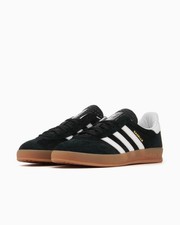 Adidas Originals Gazelle Scarpe da Ginnastica Indoor in Camoscio - UK 4 - Nero/Bianco/Gomma (H06259)
