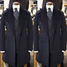 Cappotto lungo uomo lana navy