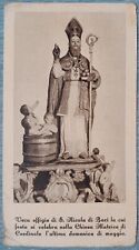 Santino Antico San Nicola di Bari Effigie con Stupenda Preghiera 1916