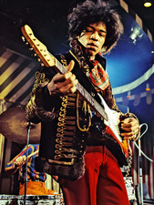 Poster fotografico 8,5x11 Jimi Hendrix leggenda del rock Fender Stratocaster 1967 foto