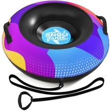 Snow Tube,48 Inch Big Heavy-Duty Inflatable Snow Sled with Premium Canvas Cov...