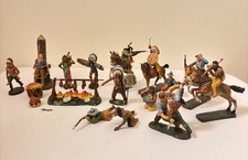 Lotto di 14 figurine vintage Elastolin nativi americani indiani e cowboy