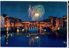 Cartolina Firenze Il Ponte Vecchio Fuochi Artificiali 1974 (GS428) ^
