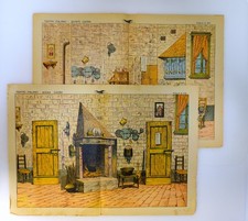 Due Scenografie Cartacee Teatro Italiano Quinte e Scena Cucina Primo '900