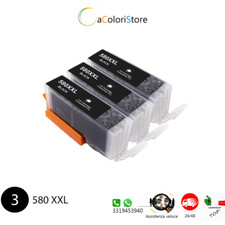 3 Cartucce per PGI-580 BK Canon Pixma TR7550 TR8550 TS6100 TS6150 TS6151 TS6250