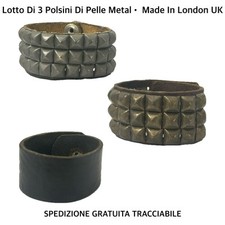 BRACCIALE UOMO PELLE/CUOIO FIBBIA POLSINO REGOLABILE NERO/ MARRONE ARTIGIANALE