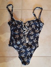 Lotto 1374 costume donna mare piscina occhi verdi blu bianco a fiori intero tg.4