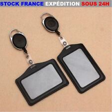 Porte Badge + Bobine Rétractable Roller Étirable Étui Simili Cuir 7 x 10 cm