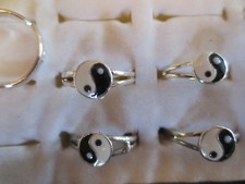 3 Stück Ring Yin Yang "silber" silberfarben verstellbar aus Ringschachtel /S