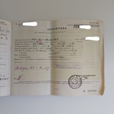 Fiat 1100R 103P Berlina 1967 Carta Circolazione auto d'epoca da collezione