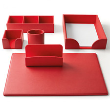 SERVIZIO DA SCRITTOIO UNO SPECCHIO 6 PZ 50X35 CM IN SEMILPELLE ROSSO - INTEMPO