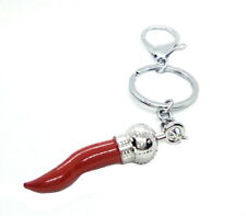 Portachiavi con Cornetto rosso Corno Portafortuna Porta Chiave in metallo